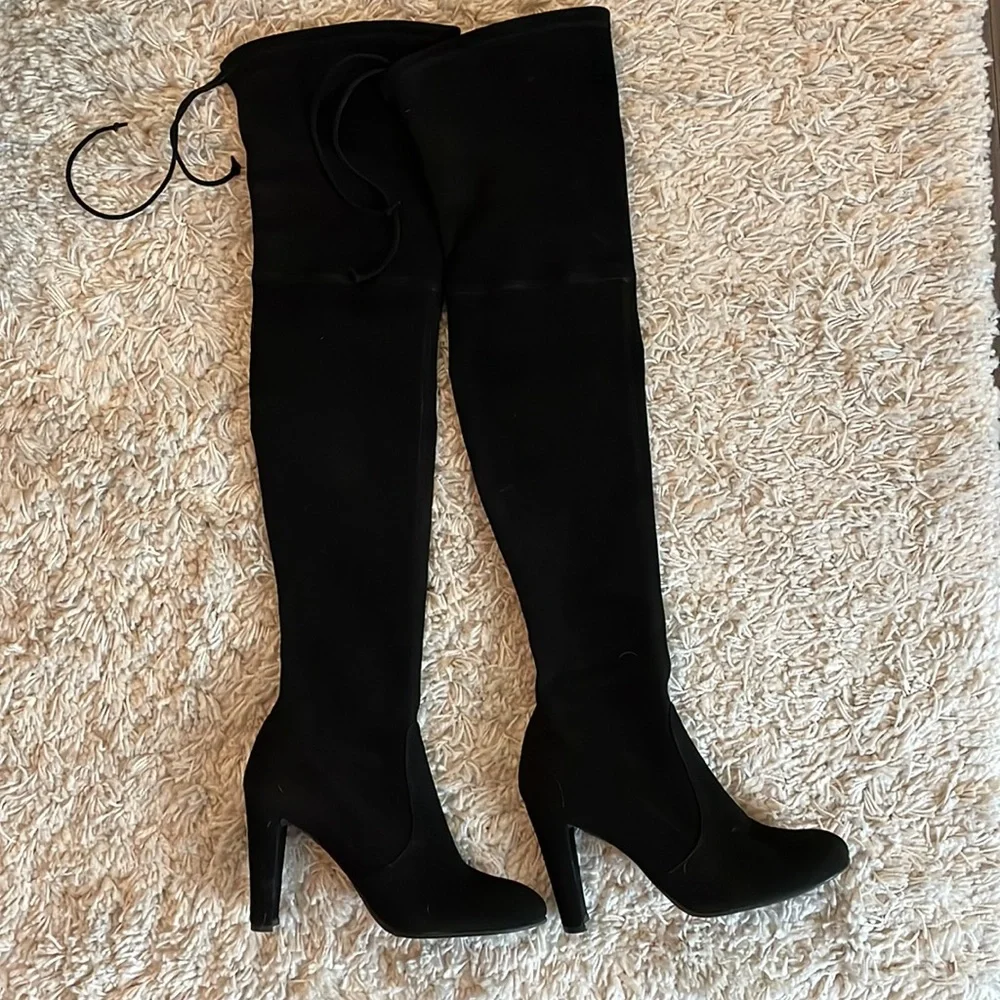 Stuart Weitzman Highland Over the Knee Boots, Black Suede - Picture 2 of 6